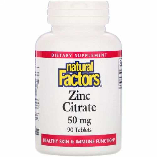 Natural Factors, 亜鉛 シトレート、50 mg、90 タブレット