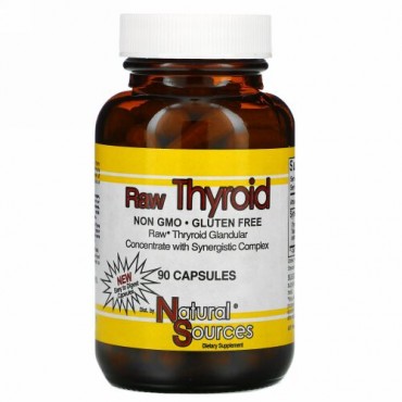 Natural Sources, Raw Thyroid, 90カプセル