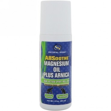 Natural Sport, AllSoothe、マグネシウムオイルプラスアミカ、無味、3液量オンス (89 ml) (Discontinued Item)