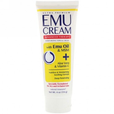 Natural Treasures, Emu Cream with Emu Oil & MSM +  Aloe Vera and Vitamin C, 4 oz (114 g) (Discontinued Item)