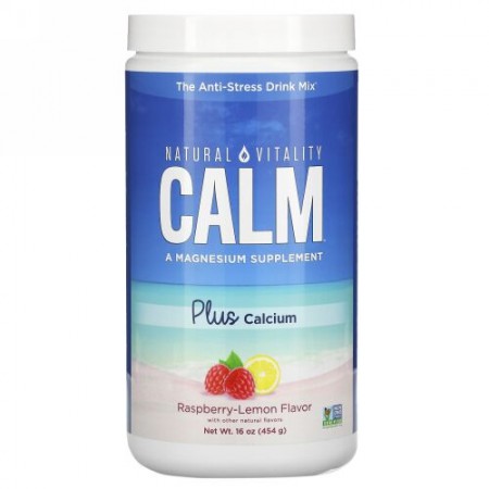 Natural Vitality, Calm（カーム）プラス・カルシウム、ラズベリー-レモン味、454g（16oz）