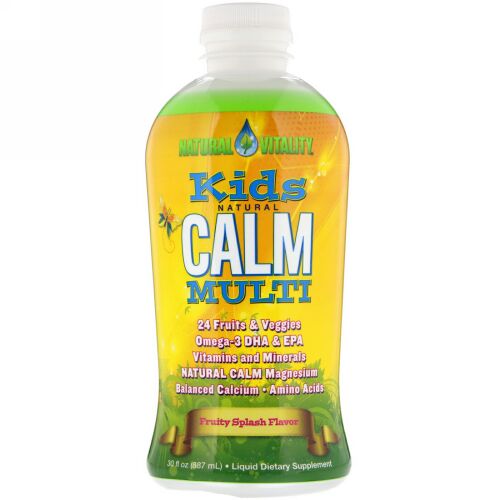 Natural Vitality, キッズ・ナチュラル・カーム・マルチ、オーガニック・フルーティー・スプラッシュ・フレーバー、 30 液量オンス (887 ml) (Discontinued Item)