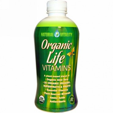 Natural Vitality, オーガニックライフビタミン, オーガニックラズベリー - クランベリー風味, 30液量オンス（887 ml） (Discontinued Item)