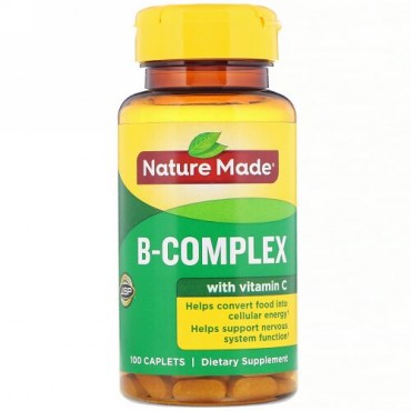 Nature Made, B 複合体 ビタミンC配合, カプレット 100 粒
