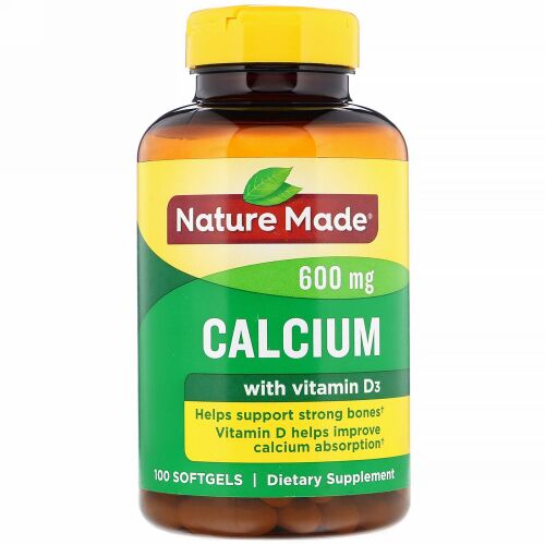 Nature Made, ビタミンD3入りカルシウム、600 mg、ソフトジェル100錠