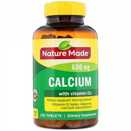 Nature Made, Calcium with Vitamin D3, 600 mg, 220 Tablets