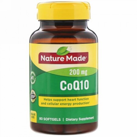 Nature Made, コエンザイムQ10、200mg、ソフトジェル80粒
