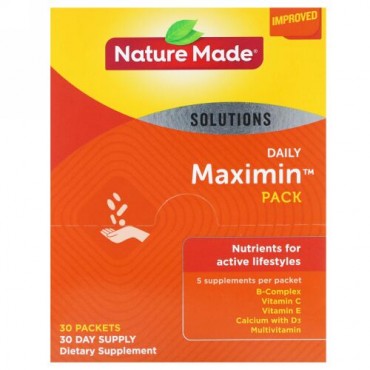 Nature Made, Daily Maximin Pack（デイリーマキシマムパック）、マルチビタミンとミネラル、1袋にサプリメント6粒、30袋