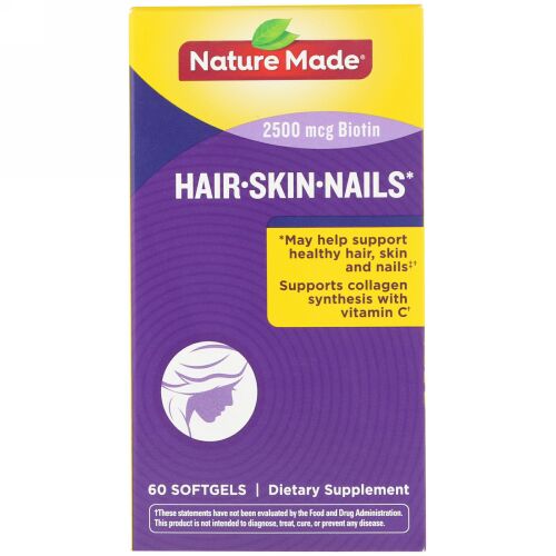 Nature Made, 髪、肌、 & 爪、ソフトジェル60 錠