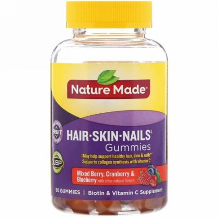 Nature Made, ヘア、スキン、ネイルグミ、ミックスベリー、クランベリー＆ブルーベリー、グミ90粒