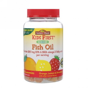 Nature Made, Kids First, Fish Oil Gummies, Orange, Lemon & Strawberry, 80 Gummies (Discontinued Item)