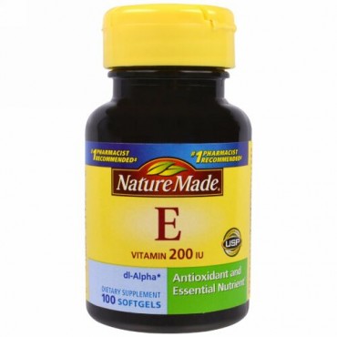 Nature Made, ビタミンE、200 IU、100リキッドソフトジェル (Discontinued Item)