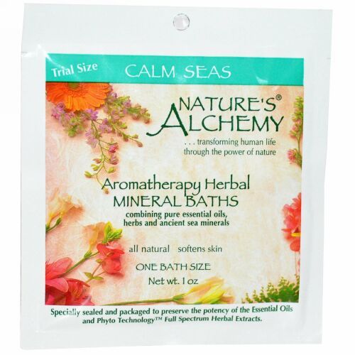 Nature's Alchemy, アロマテラピー、ハーバルミネラルバス、 カームシー、 お試しサイズ、 1オンス (Discontinued Item)