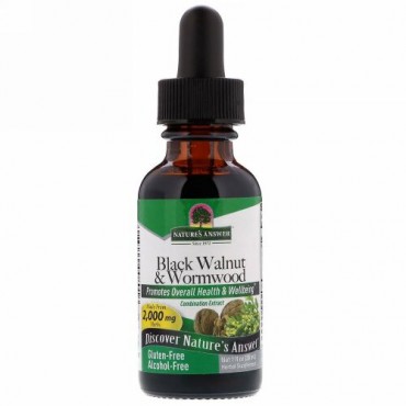 Nature's Answer, ブラック ウォールナッツ＆ヨモギ, アルコールフリー, 2,000 mg, 1 fl oz (30 ml)