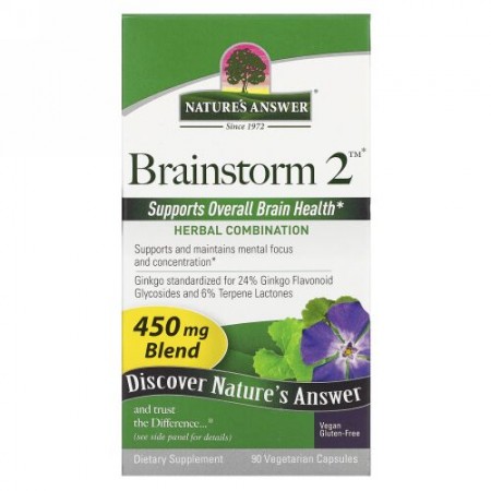Nature's Answer, Brainstorm 2, Herbal Combination, 450 mg, 90 Vegetarian Capsules