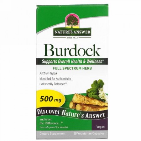 Nature's Answer, Burdock, Full Spectrum Herb, 500 mg, 90 Vegetarian Capsules