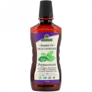 Nature's Answer, エッセンシャルオイル・マウスウォッシュ、ペッパーミント、470ml（16 fl oz）