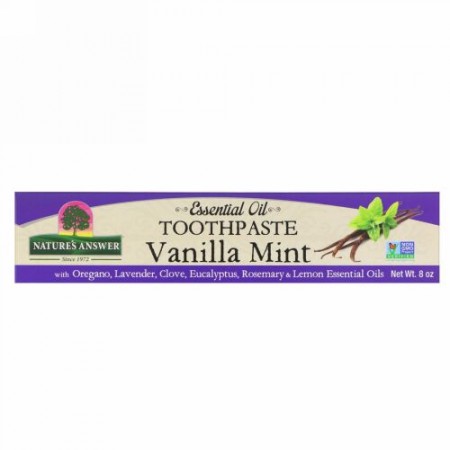Nature's Answer, エッセンシャルオイル入り歯磨き粉、バニラミント、220g（8 oz）