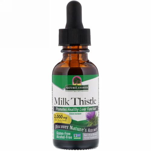 Nature's Answer, マリアアザミ（ミルクシスル）、アルコールフリー、2,000 mg、1 液量オンス (30 ml)