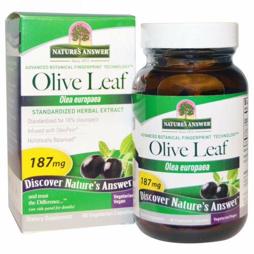 Nature's Answer, オリーブ の葉、 標準化 ハーバル エキス、 187 mg、 60植物性カプセル (Discontinued Item)