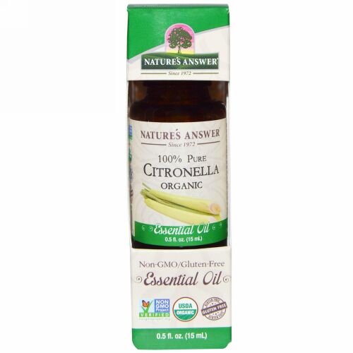Nature's Answer, オーガニック エッセンシャルオイル、100% ピュア シトロネラ、0.5 fl oz (15 ml) (Discontinued Item)