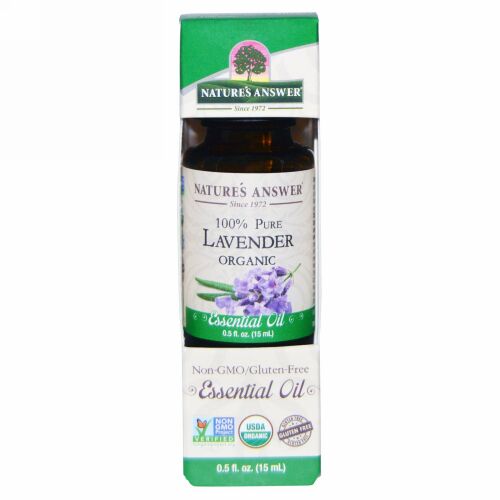 Nature's Answer, オーガニック・エッセンシャル・オイル、100%ピュアラベンダー、0.5 flオンス (15 ml)