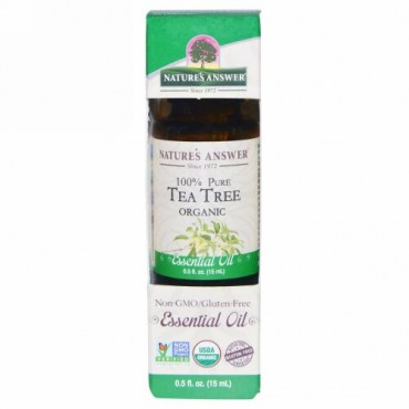 Nature's Answer, オーガニック エッセンシャルオイル、100% ピュア ティーツリー、0.5 fl oz (15 ml)
