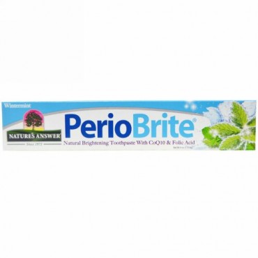 Nature's Answer, PerioBrite、ナチュラルブライトニング歯磨き粉　コエンザイムQ10&葉酸、ウィンターミント入り、4 flオンス (113.4 g)