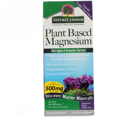 Nature's Answer, 植物ベースマグネシウム、バニラクリームフレーバー、500 mg、16液量オンス (480 ml) (Discontinued Item)