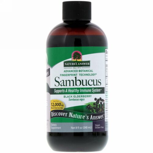 Nature's Answer, Sambucus、ブラックエルダーベリー、12,000 mg、8液量オンス（240 ml）