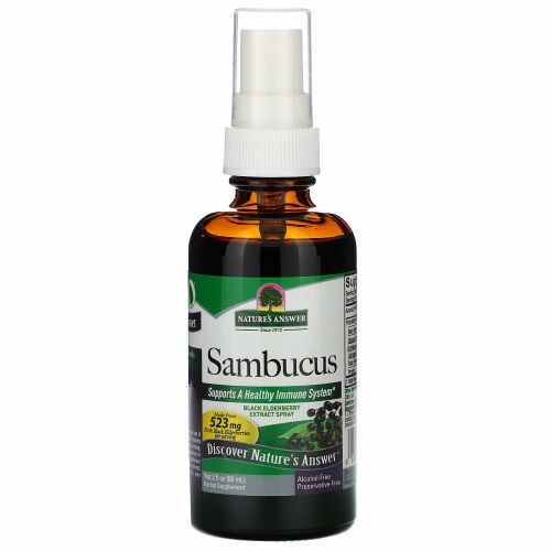 Nature's Answer, Sambucus, Black Elderberry Extract Spray, Alcohol-Free, 2 fl oz (60 ml)