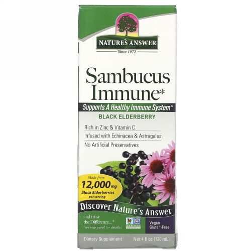 Nature's Answer, サンブカス イミューン, ブラックエルダーベリー, 4 液量オンス (120 ml)
