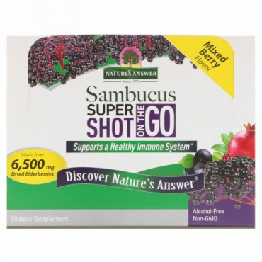 Nature's Answer, Sambucus Super Shot On The Go, Mixed Berry , 12 Pack, 2 fl oz (60 ml) Each (Discontinued Item)