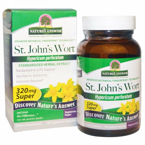 Nature's Answer, スーパー セントジョンズワート、 標準化 ハーブ エキス、 320 mg、 60植物性カプセル (Discontinued Item)