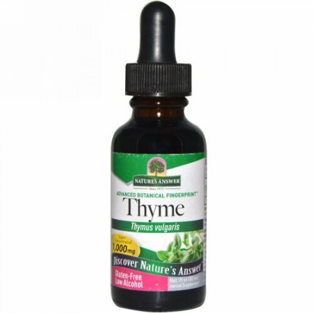 Nature's Answer, タイム、 低 アルコール、 1000 mg、 1 fl oz (30 ml)