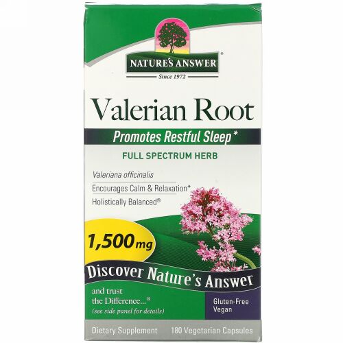 Nature's Answer, バレリアン ルート、 フルスペクトル ハーブ、 1500 mg、 180植物性カプセル