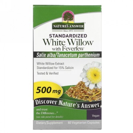 Nature's Answer, ホワイトウィローとナツシロギク、 500 mg、 60ベジキャップ