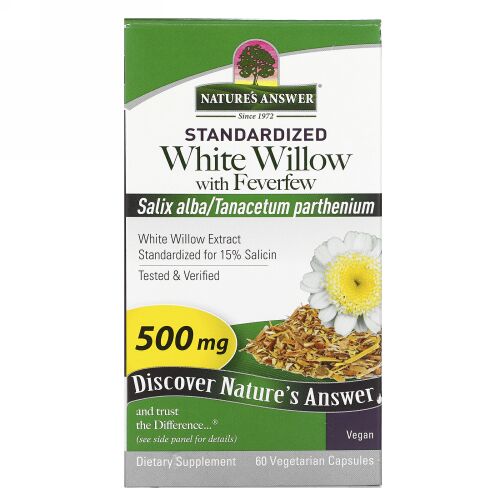 Nature's Answer, ホワイトウィローとナツシロギク、 500 mg、 60ベジキャップ