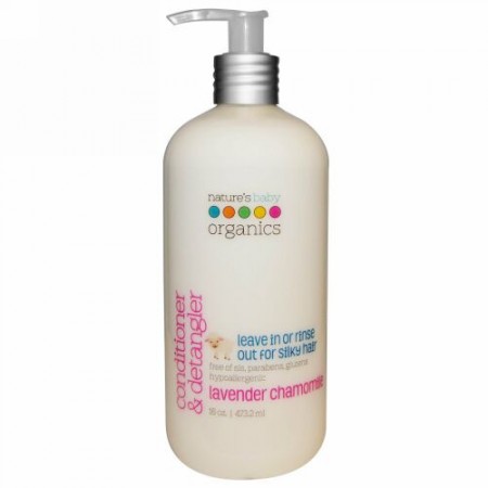 Nature's Baby Organics, コンディショナー＆デタングラー（縺れ取り）, ラベンダーカモミール, 16オンス（473.2 ml）