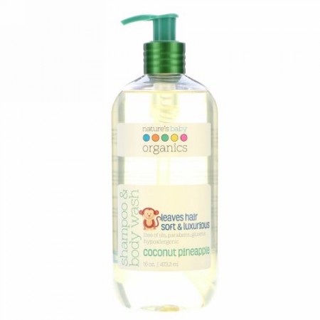 Nature's Baby Organics, シャンプー＆ボディウォッシュ、ココナッツパイナップル、16オンス (473.2 ml)