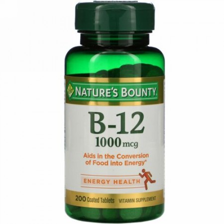 Nature's Bounty, B-12、1,000 mcg、200コーティング錠