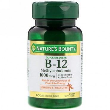 Nature's Bounty, B-12, Natural Cherry Flavor, 1,000 mg, 60 Quick Dissolve Tablets (Discontinued Item)