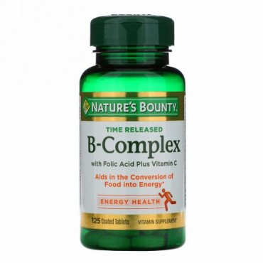 Nature's Bounty, B-Complex、Time Released（徐放性）、コーティング錠剤125 錠
