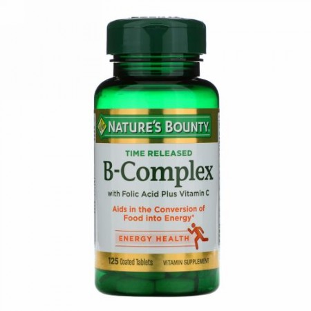 Nature's Bounty, B-Complex、Time Released（徐放性）、コーティング錠剤125 錠