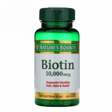 Nature's Bounty, ビオチン、10,000 mcg、急速放出ソフトジェル120粒