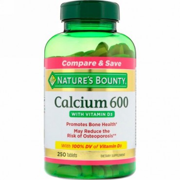 Nature's Bounty, ビタミンD3配合 カルシウム 600、250 錠