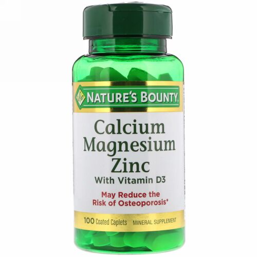 Nature's Bounty, ビタミンD3配合カルシウムマグネシウム亜鉛、コーティングカプレット100粒