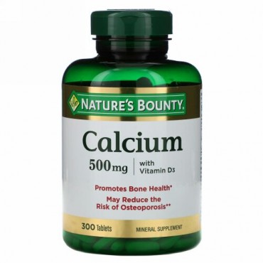 Nature's Bounty, ビタミンD3配合 カルシウム、500 mg、300 錠