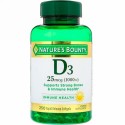 Nature's Bounty, D3、25 mcg （1000 IU）、速放性ソフトジェル250粒