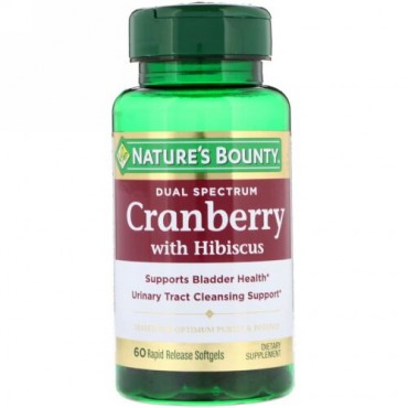 Nature's Bounty, ハイビスカス入りデュアルスペクトラムクランベリー、即放性ソフトゲル60個 (Discontinued Item)